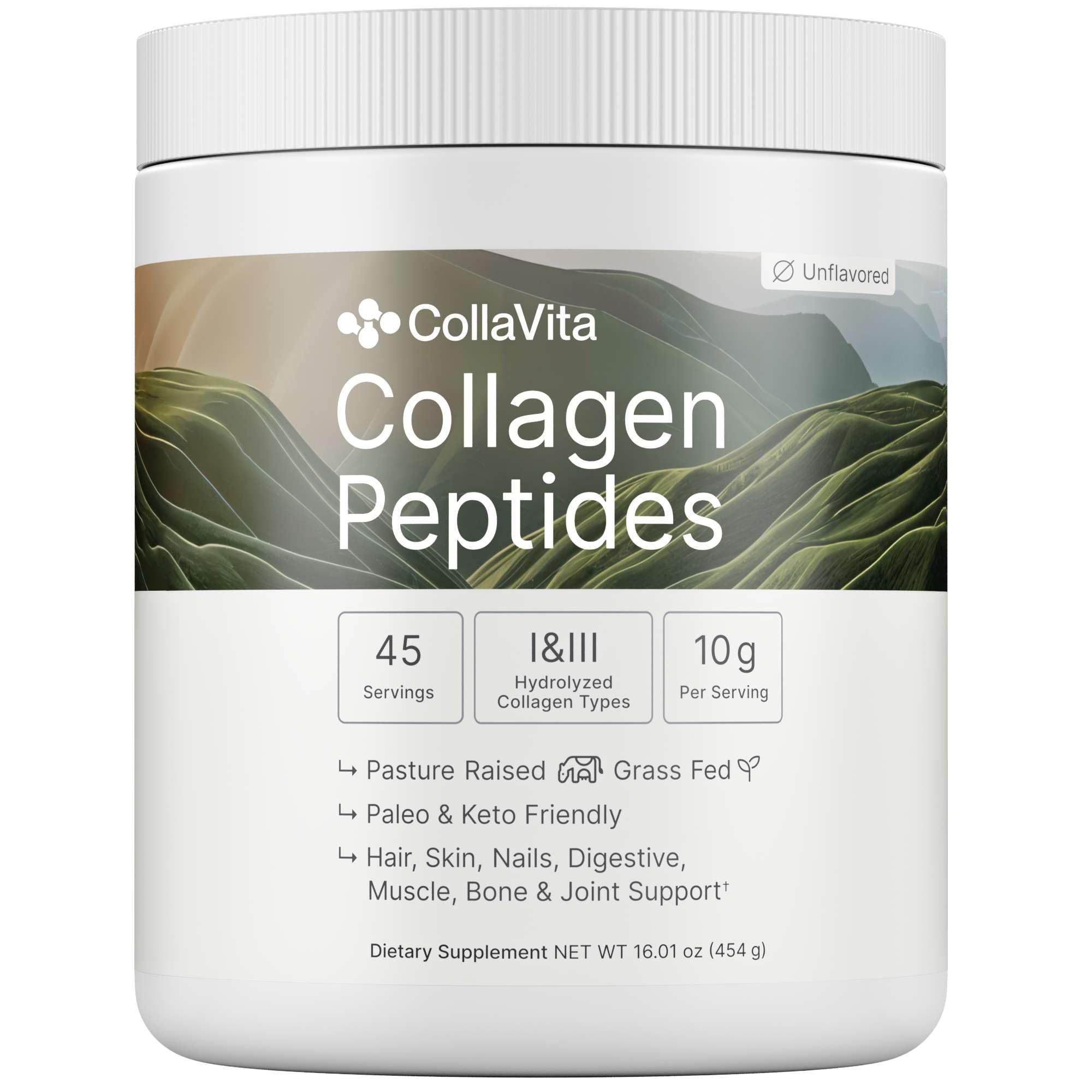 Colla Vita Grass-Fed Collagen Peptides Powder 16 oz – unflavored, hero image