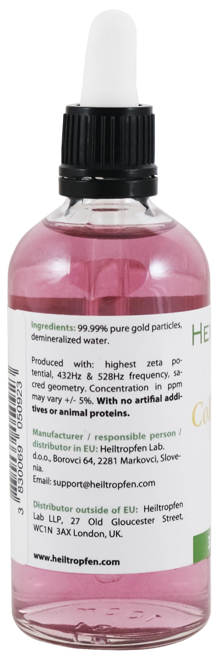 Packaging: glass bottle with dropper and EU-made label