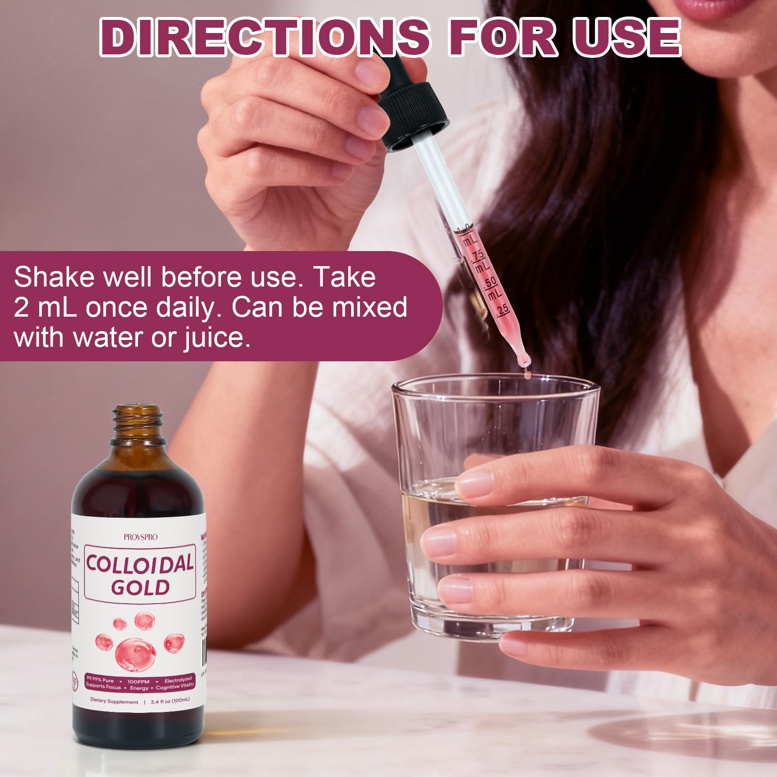 Chamomile-flavored colloidal gold bottle for daily use