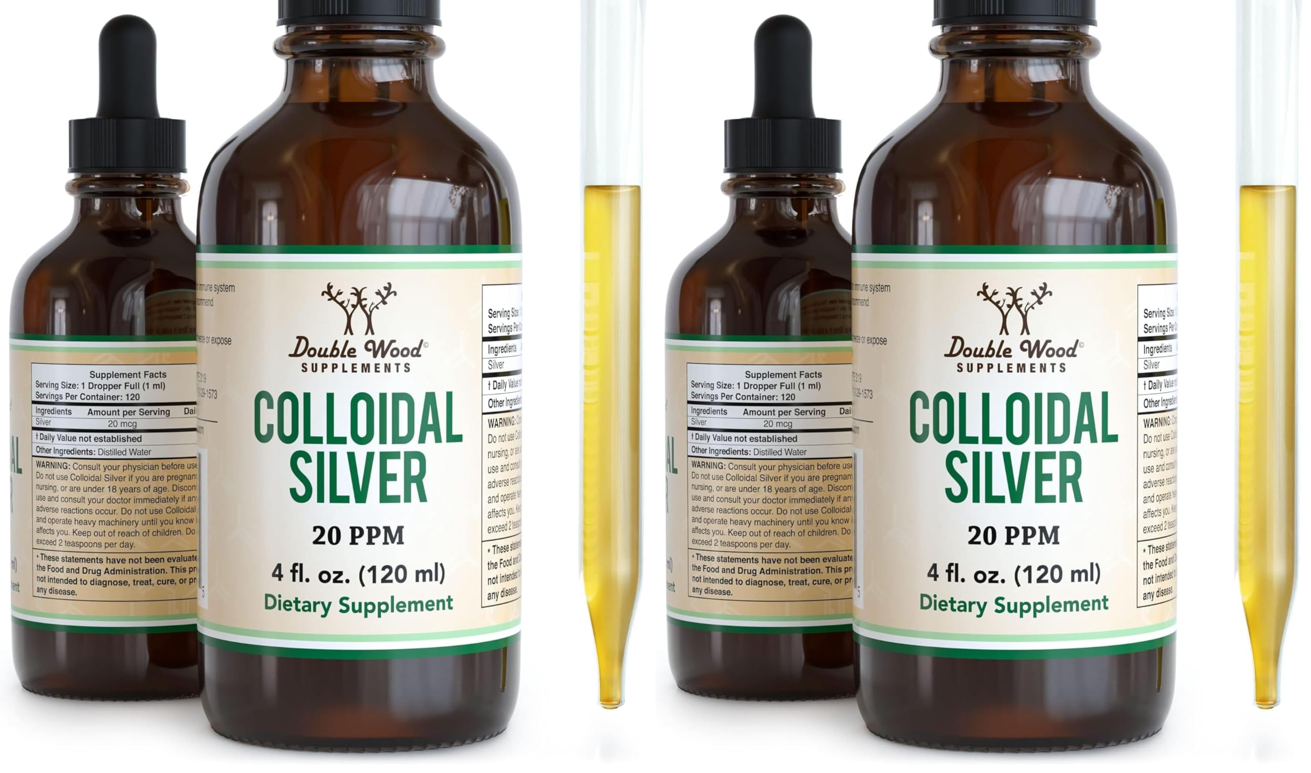 Colloidal Silver 20 PPM 4 oz bottle with dropper
