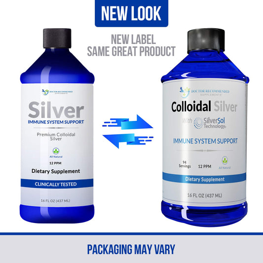 Side view of Colloidal Silver 16 oz bottle with label