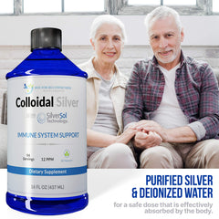Ingredients chart highlighting purified silver and deionized water