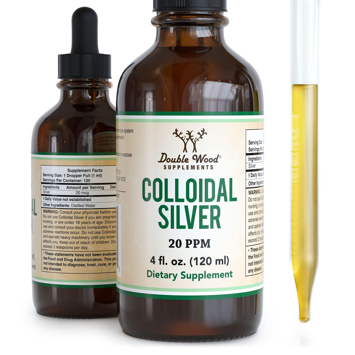 Colloidal Silver Liquid 20 PPM bottle with dropper - 4 Fl Oz