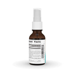 Close-up of throat spray label and product name