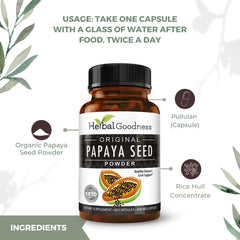 Colon broom support concept with papaya seeds capsules