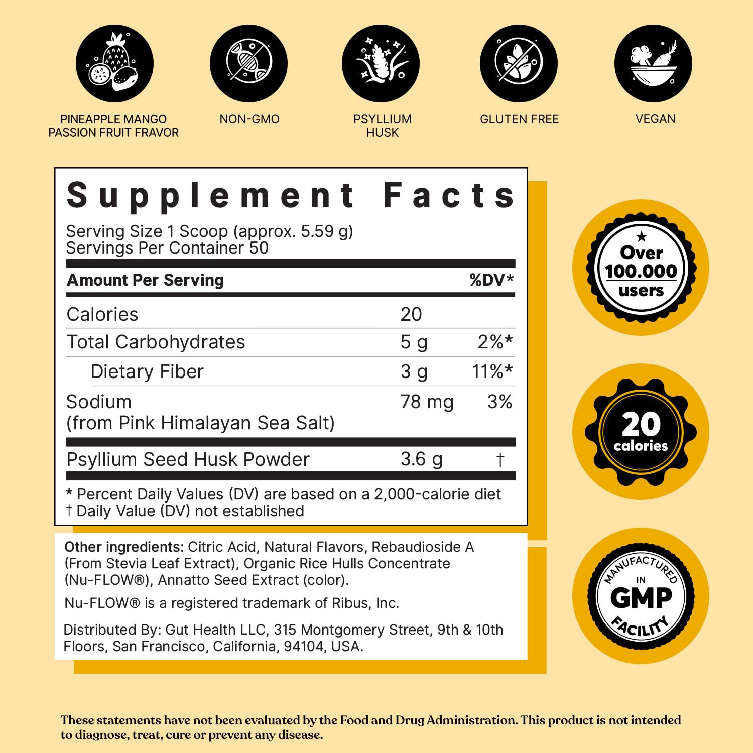 USA-made, vegan, non-GMO labeling on product packaging