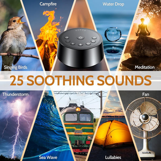 Color Noise remote control closeup shows effortless one-handed control for quick sound changes.