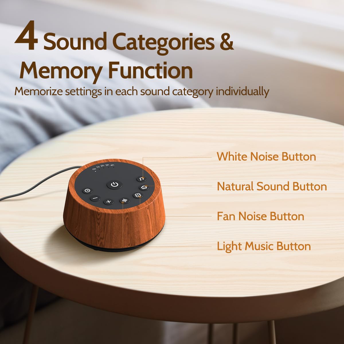 Color Noise Sleep LED light on demonstrates ambient color options for relaxing evenings.