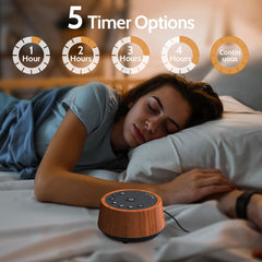 Color Noise Sleep volume and timer buttons illustrate precise control for session planning.