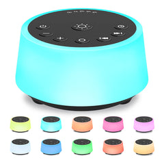 Color Noise sound machine with 10 color night light for soothing bedtime ambiance.