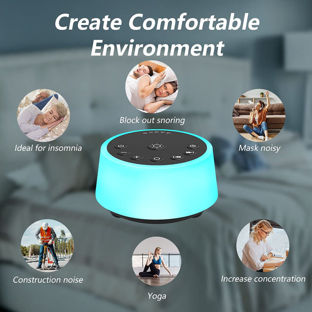 Color Noise compact design fits on desks and nightstands for everyday use.