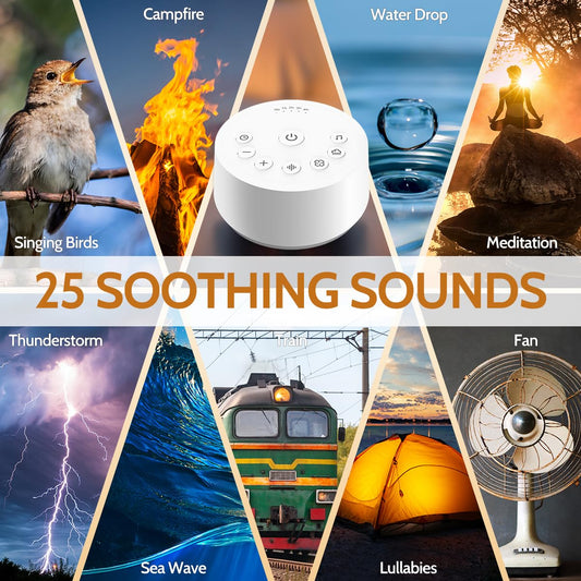 Color Noise sound machine control panel for easy timer and volume adjustments.