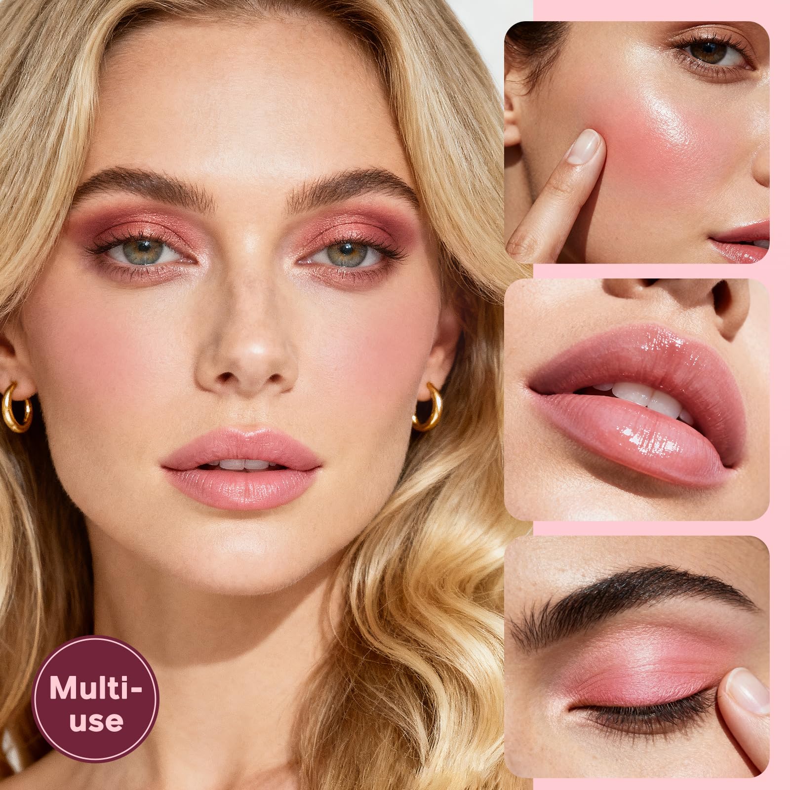 Color Nymph blush palette on cheek application delivering a seamless, dewy finish.