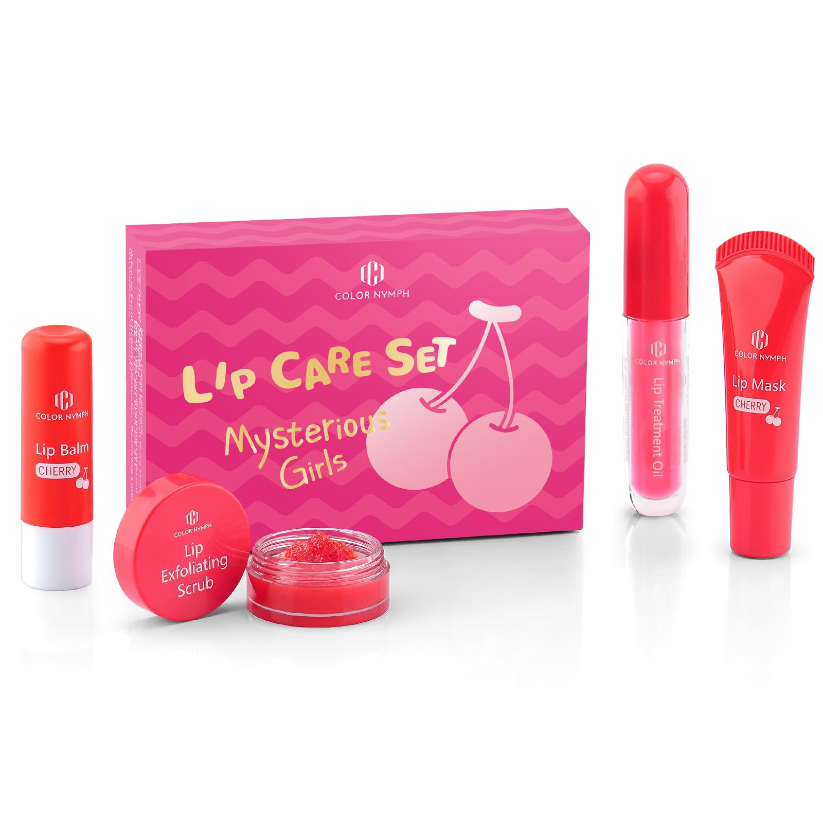 Color Nymph Lip Care Quad lip scrub close-up for exfoliation and smoother lips.