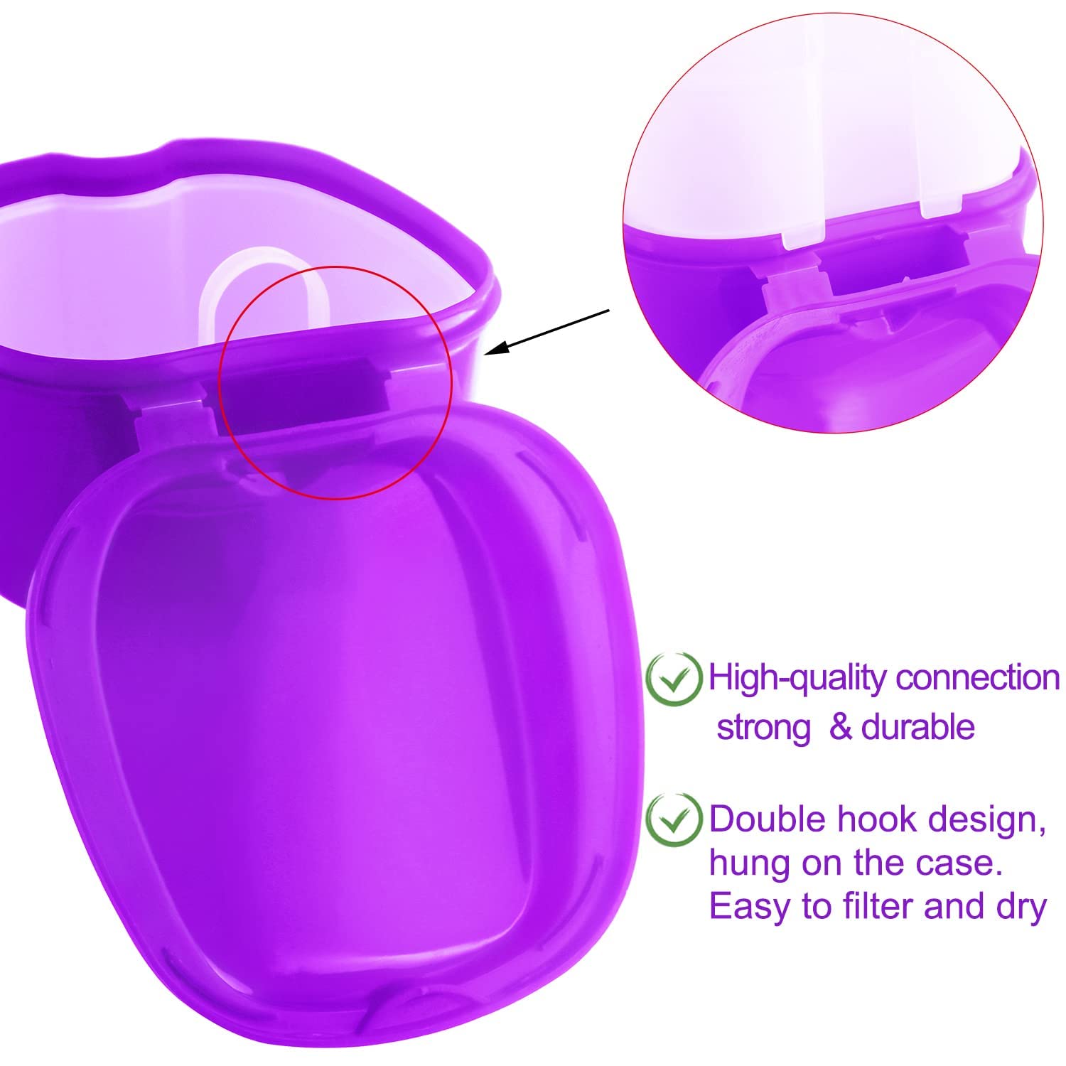 Portable denture bath case beside a toothbrush