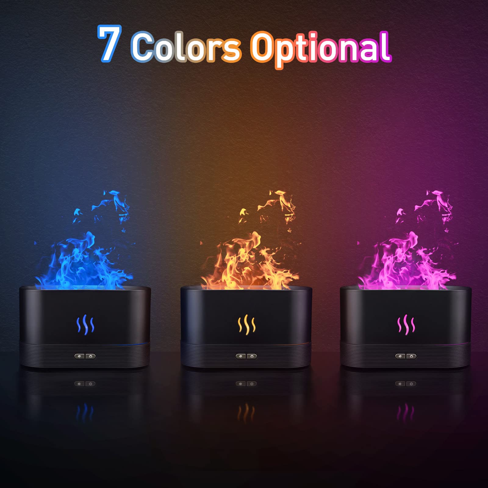 Close-up of flame color LED lighting and water tank
