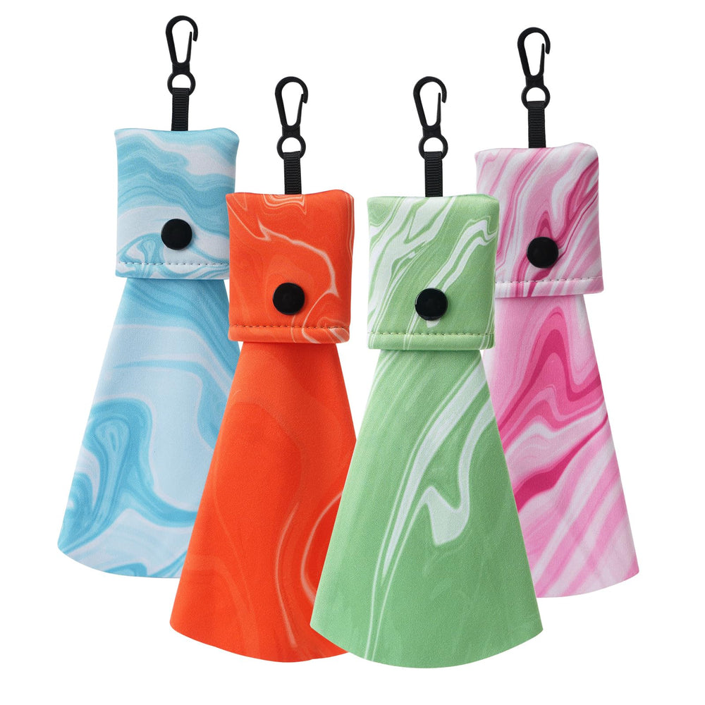 Portable colorful microfiber cleaning cloth attached to a keychain