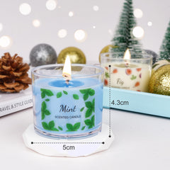 Colorful mini candles arranged on a surface