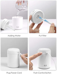 Colorful Mini USB Humidifier pink color on white background