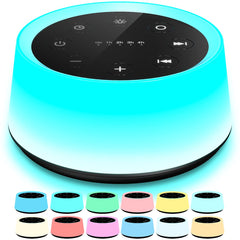 ColorsNoise sound machine black front view; portable sleep options.
