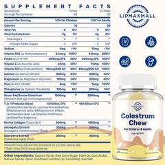 Row of vanilla colostrum chews on white background