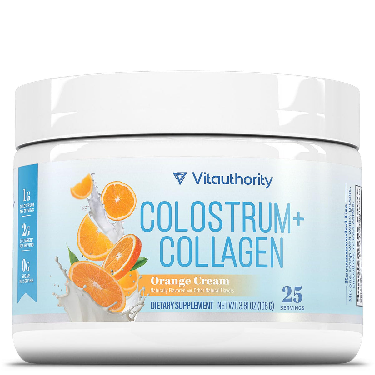 Colostrum Collagen Powder Orange Cream 25 servings tub