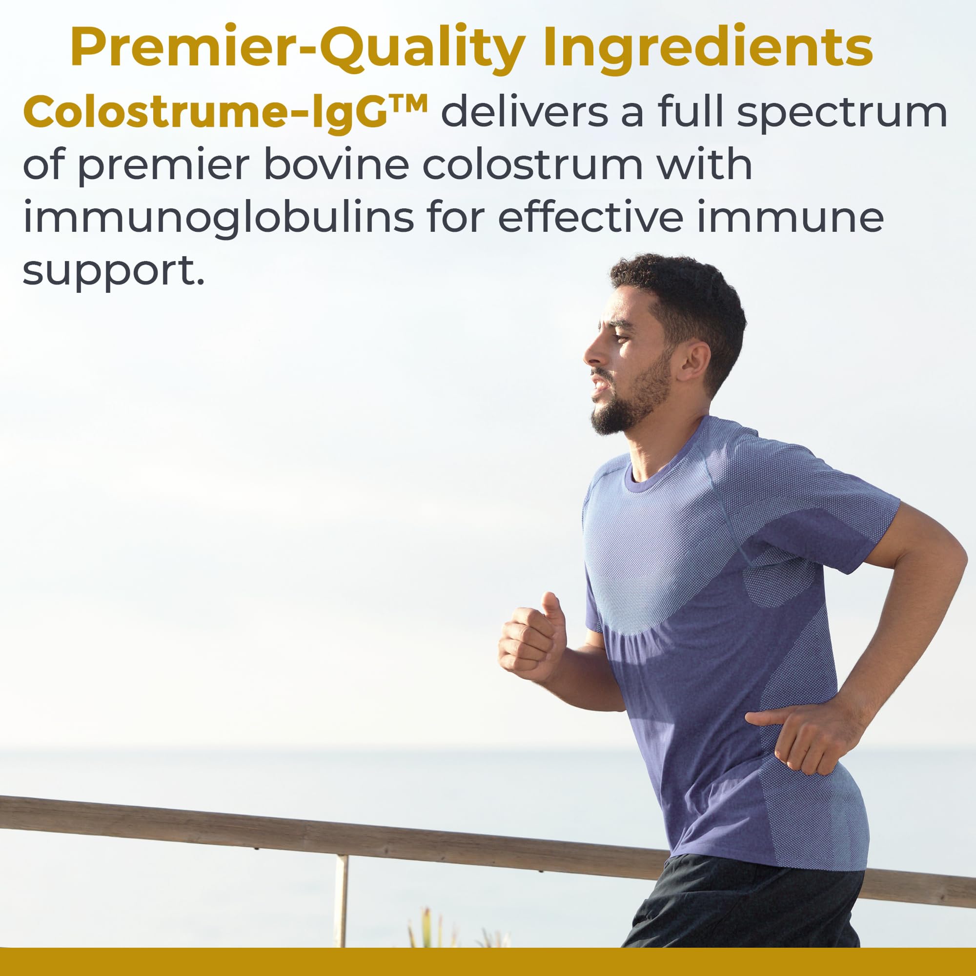 Capsules highlighting colostrum ingredients for immune health