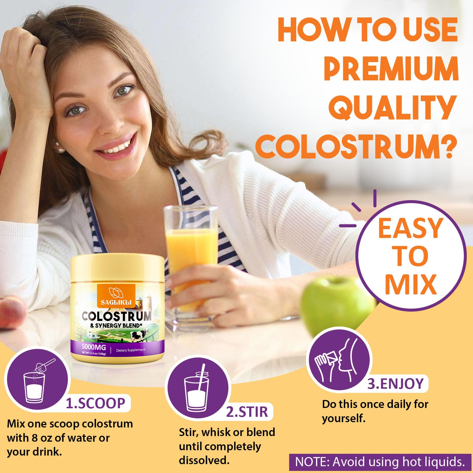 Prebiotics and probiotics blend in Colostrum Powder 5000 mg