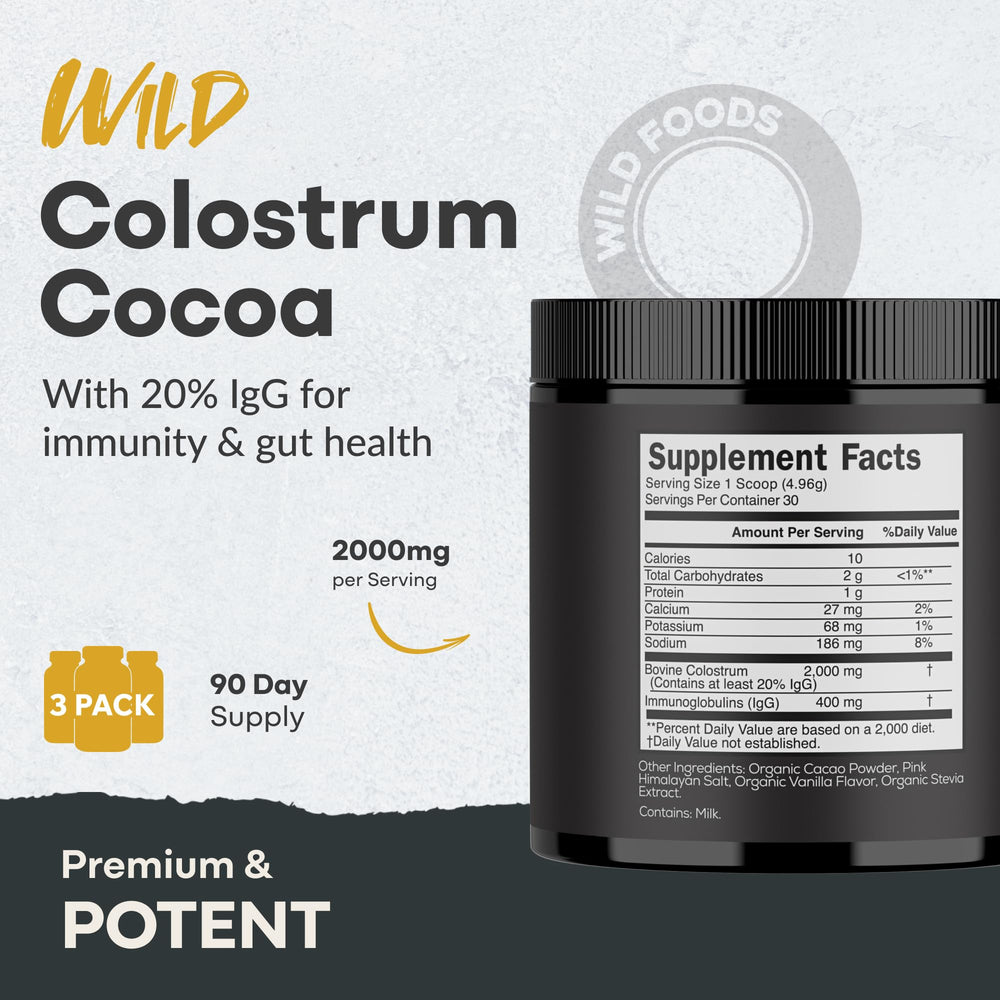 Label highlighting 2000mg and 400mg IgG content per serving