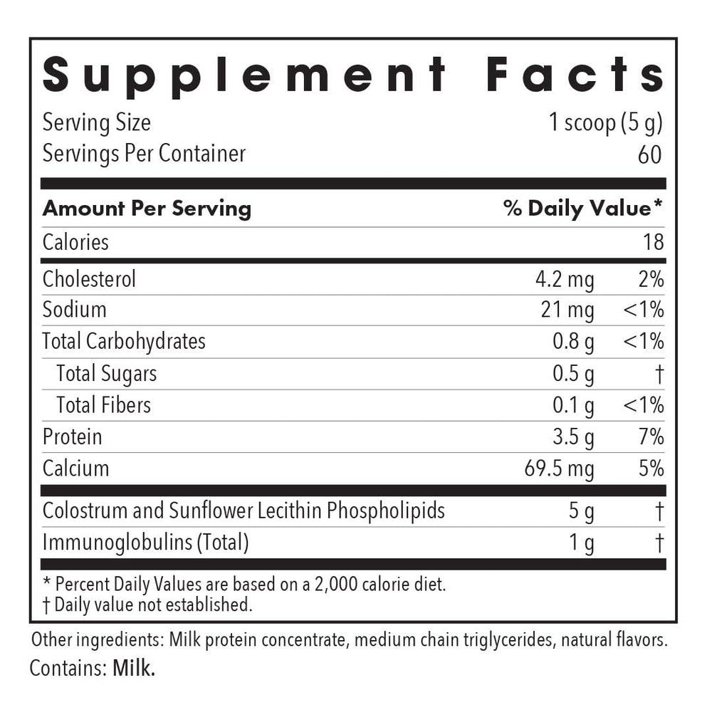 Bovine colostrum powder sourced from USA Grade-A dairy