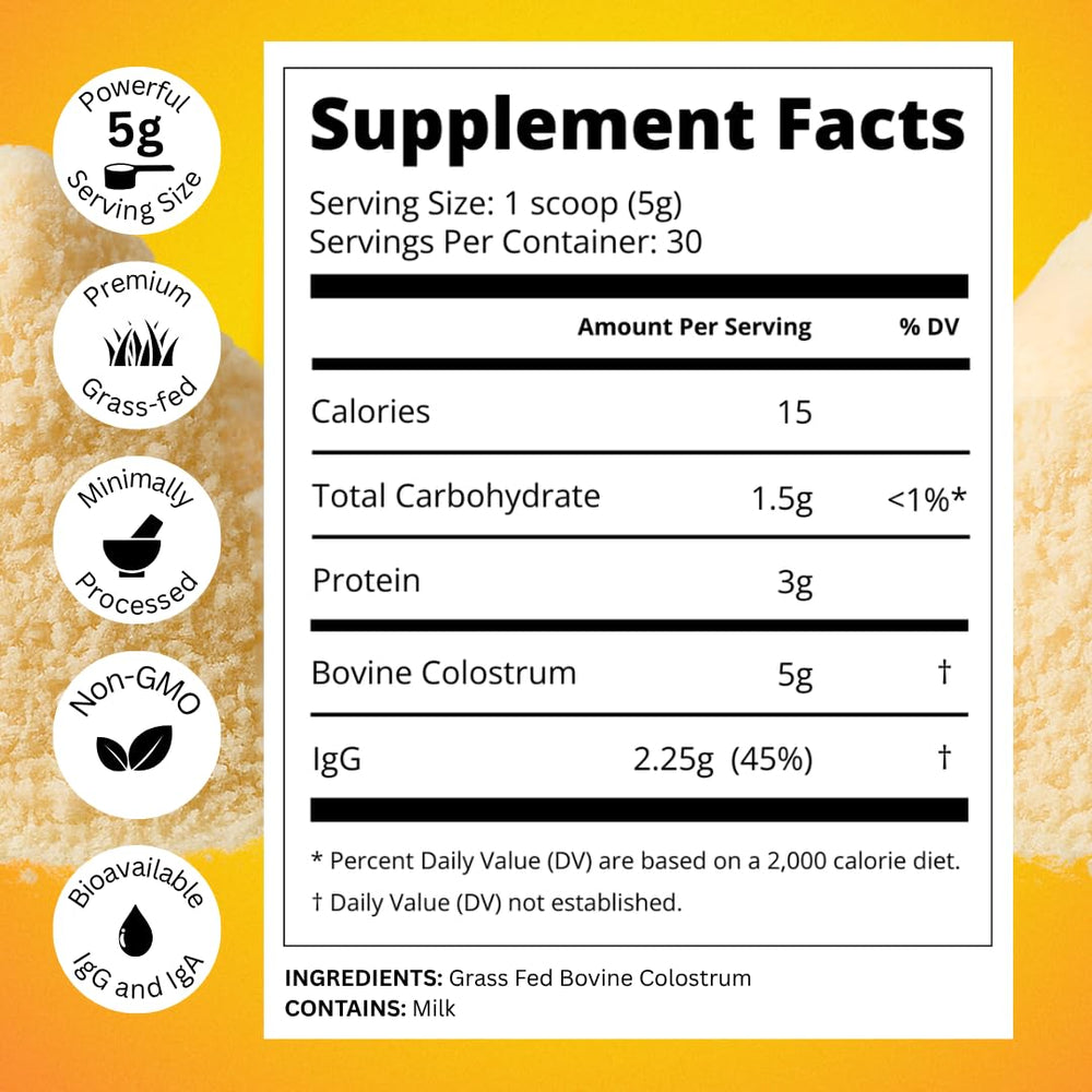 5 g scoop of unflavored colostrum powder