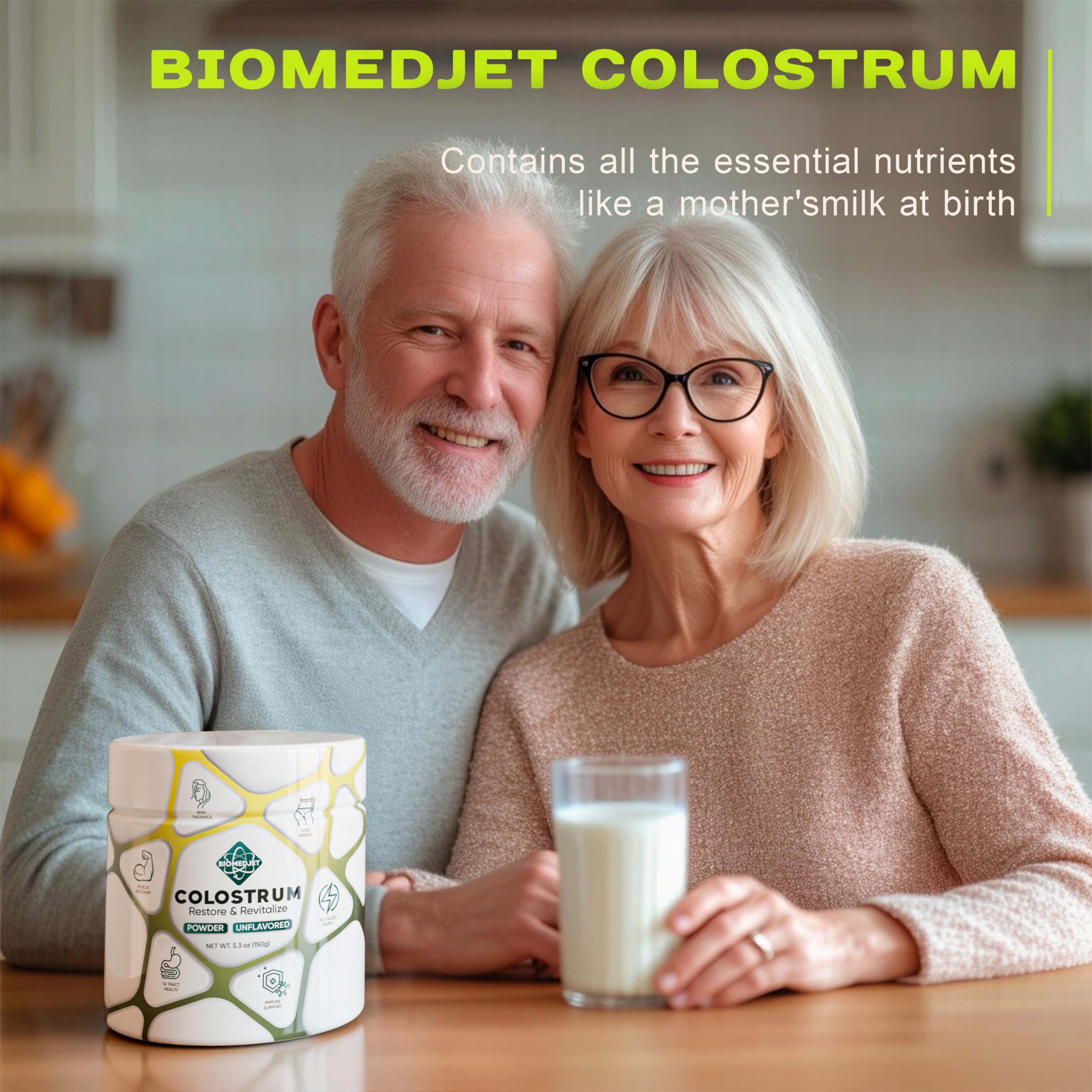 Organic bovine colostrum powder packaging and label