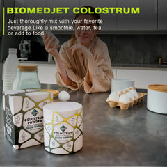 Colostrum powder added to smoothie