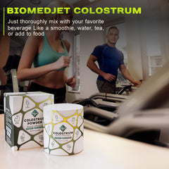 Close-up of unflavored colostrum powder texture