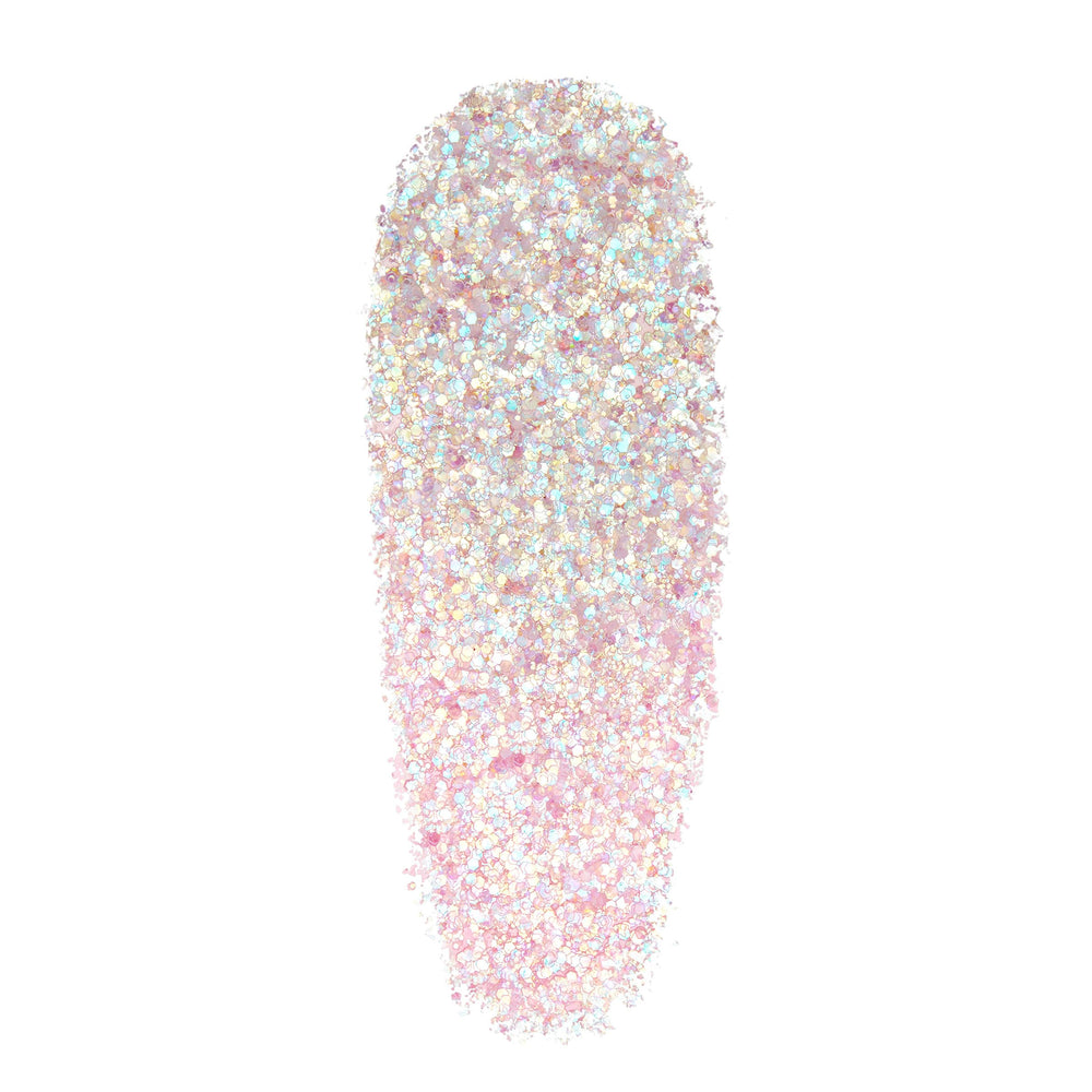 ColourPop Glitterally Obsessed Body Glitter Gel on collarbone delivers radiant sparkle.