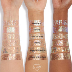 Face-ready shimmer with ColourPop glitter gel for bold glow.
