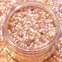 Multi-colored glitter finish from ColourPop for dynamic, light-catching effects.
