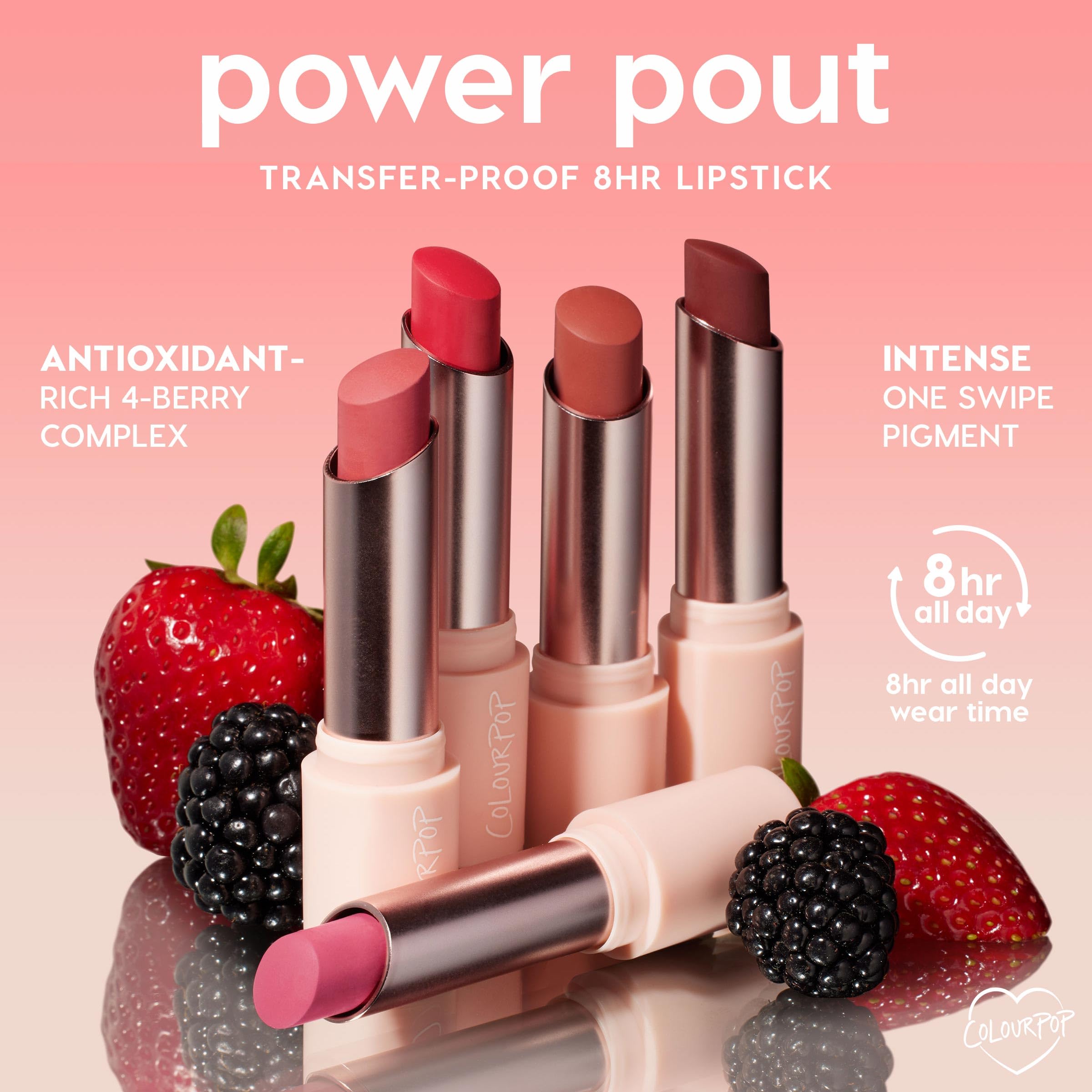 ColourPop PowerPout Matte Lipstick 8-hour wear demonstrated on lips