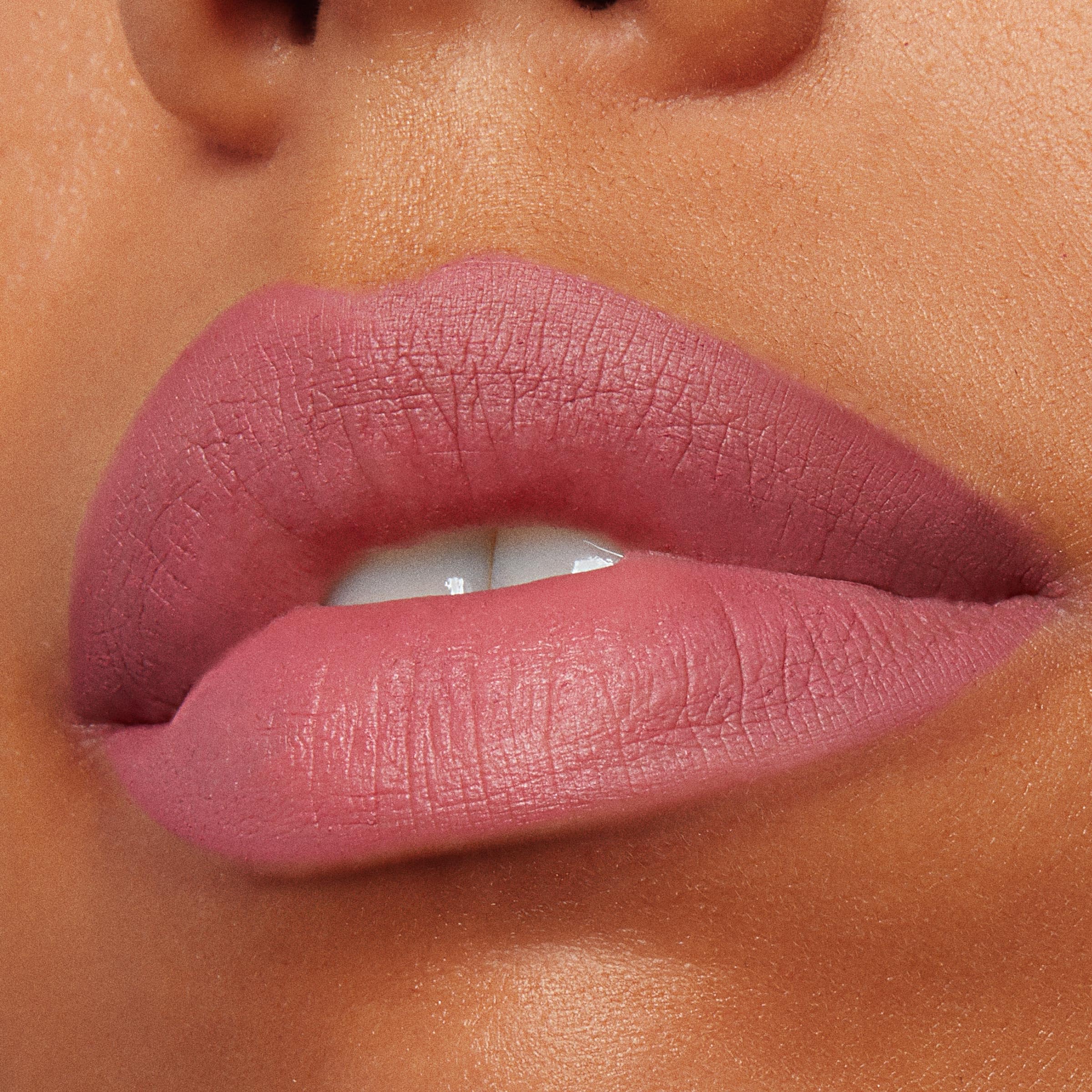 ColourPop PowerPout Matte Lipstick application swatch reveals full-coverage color in one swipe