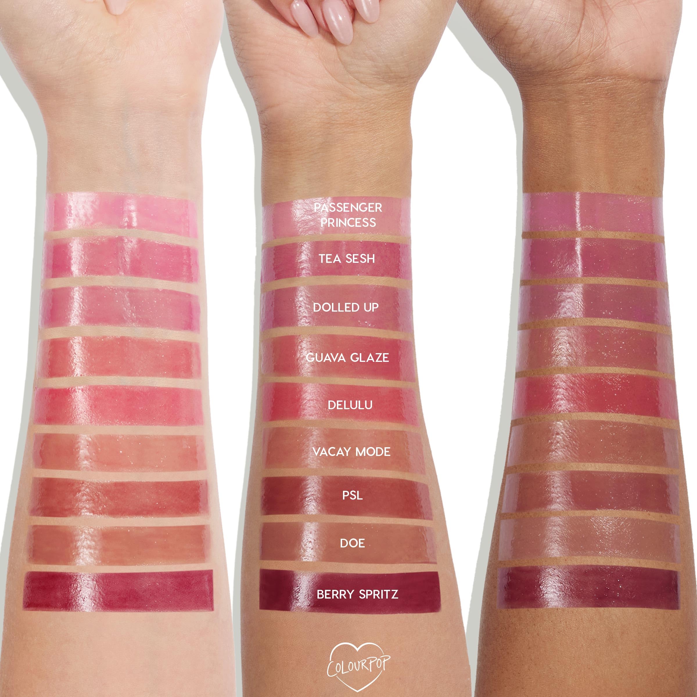 ColourPop So Juicy close-up shows glossy, nonsticky finish on lips.