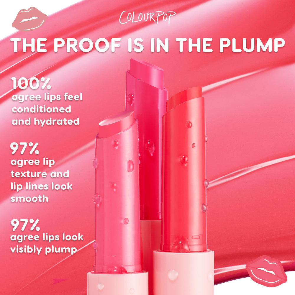 ColourPop So Juicy lip balm tingling sensation close-up on lips.