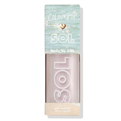 ColourPop SOL Mini Shimmering Dry Oil highlights shoulders and collarbones for subtle radiance.