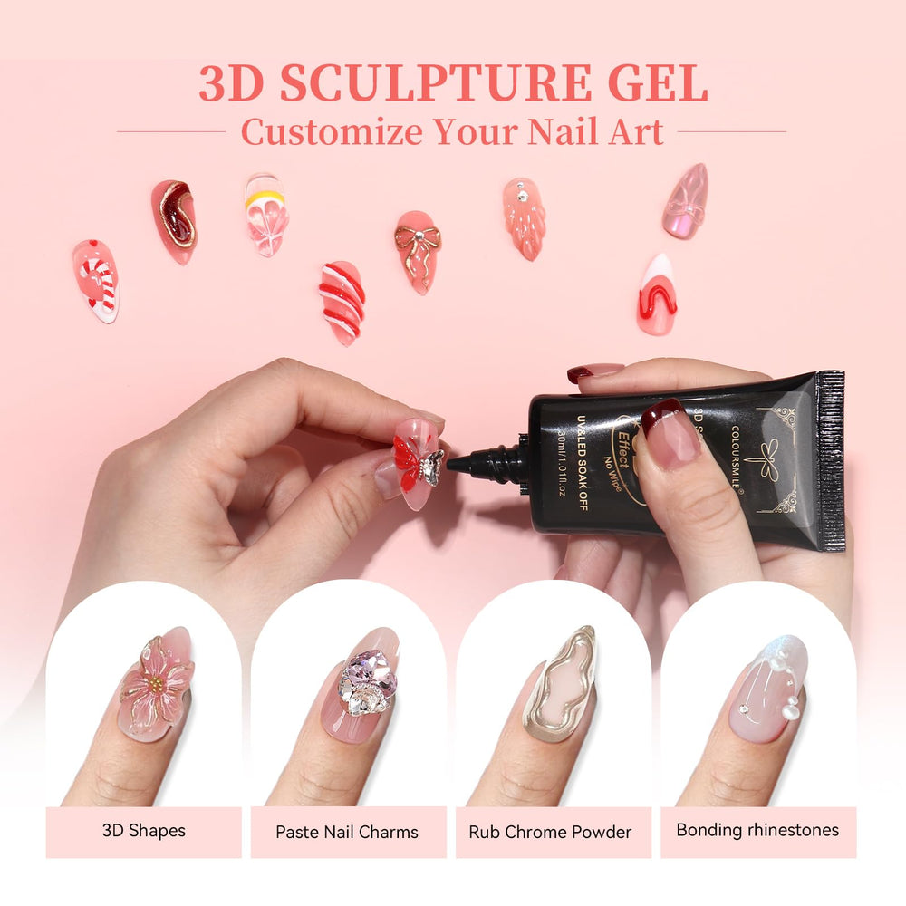 COLOURSMILE 4in1 gel 3D embossed design for eye-catching nail art.