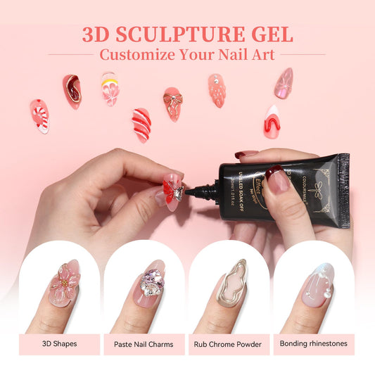 COLOURSMILE 4in1 gel 3D embossed design for eye-catching nail art.