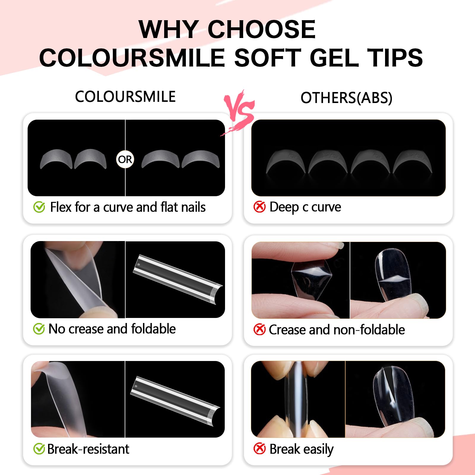 Coloursmile pre-numbered tips with a tidy storage box for fast size selection.