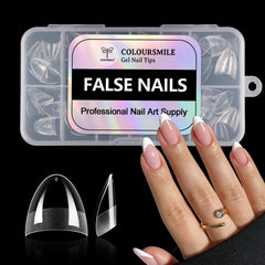 COLOURSMILE short almond half-cover tips in box for quick at-home manicures