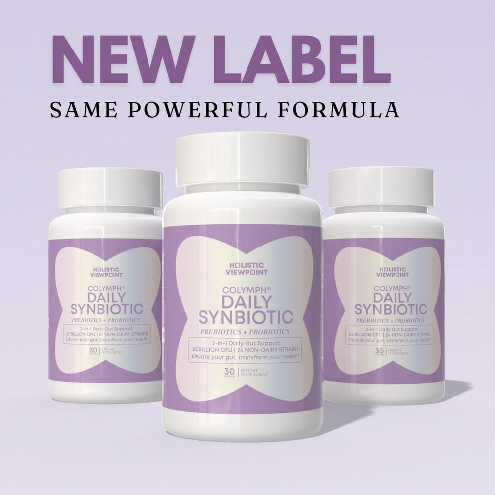 Non-dairy vegan label on Colymph Daily Synbiotic