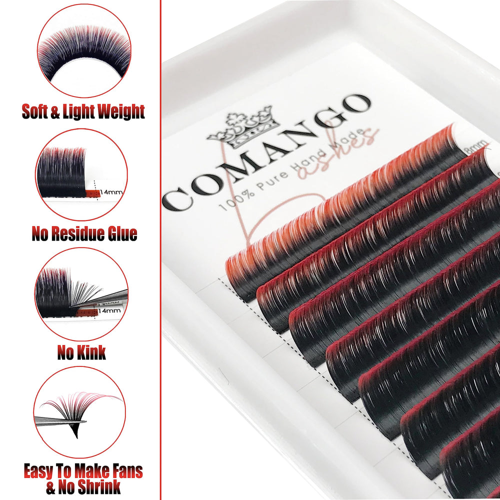 CoMango color palette lashes show six trendy hues for versatile styling.