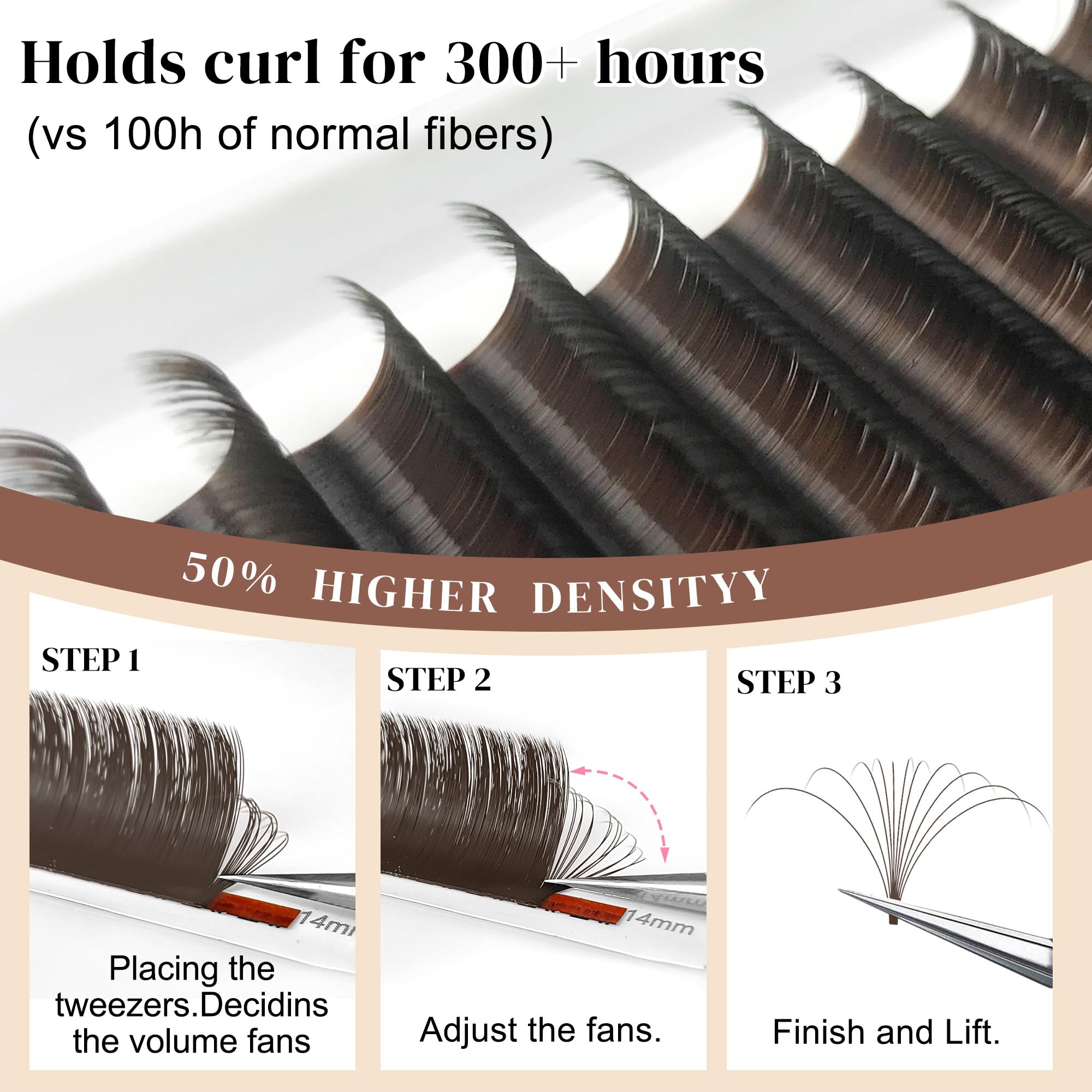 CoMango Easy Fan Lashes 11mm for dramatic but soft flair.