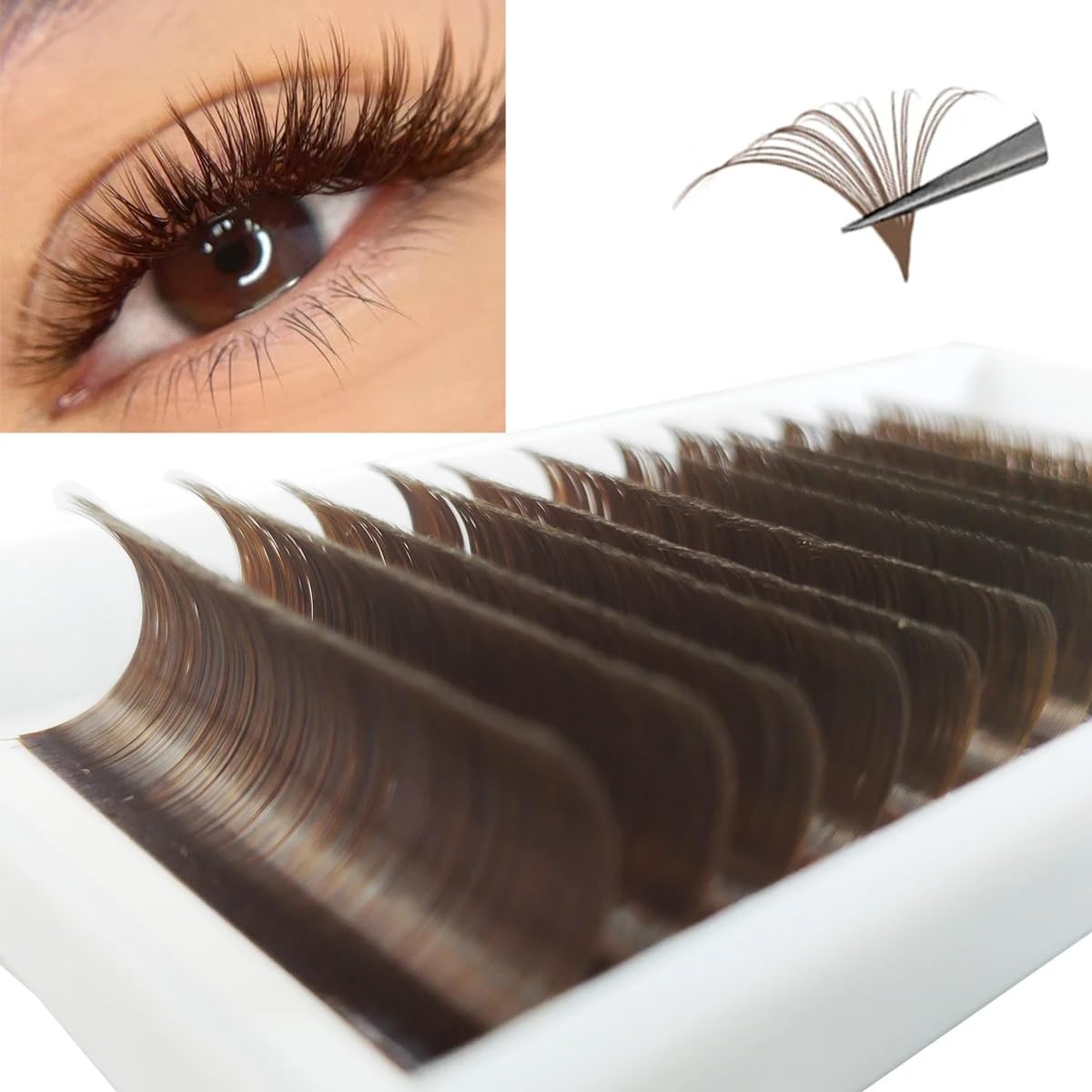 CoMango Easy Fan Lashes 12mm for mid-length enhancement.